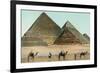 Camels by Pyramids, Egypt-null-Framed Premium Giclee Print