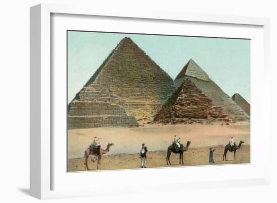 Camels by Pyramids, Egypt-null-Framed Art Print