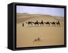 Camels in Caravan Walking in Desert, Morocco-Michael Brown-Framed Stretched Canvas