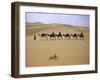 Camels in Caravan Walking in Desert, Morocco-Michael Brown-Framed Photographic Print