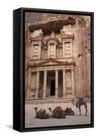 Camels in Front of the Treasury, Petra, Jordan, Middle East-Richard Maschmeyer-Framed Stretched Canvas