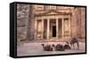 Camels in Front of the Treasury, Petra, Jordan, Middle East-Richard Maschmeyer-Framed Stretched Canvas