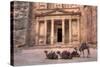 Camels in Front of the Treasury, Petra, Jordan, Middle East-Richard Maschmeyer-Stretched Canvas