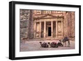 Camels in Front of the Treasury, Petra, Jordan, Middle East-Richard Maschmeyer-Framed Photographic Print