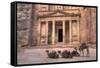 Camels in Front of the Treasury, Petra, Jordan, Middle East-Richard Maschmeyer-Framed Stretched Canvas