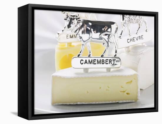 Camembert, Chèvre and Emmental with Animal Figures-Eising Studio - Food Photo and Video-Framed Stretched Canvas