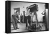 Cameraman Nick Luppino Honing in TV Camera During 1st Broadcast at Newly Opened WICV-TV Station-Ralph Morse-Framed Stretched Canvas