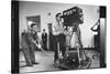 Cameraman Nick Luppino Honing in TV Camera During 1st Broadcast at Newly Opened WICV-TV Station-Ralph Morse-Stretched Canvas