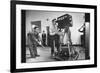 Cameraman Nick Luppino Honing in TV Camera During 1st Broadcast at Newly Opened WICV-TV Station-Ralph Morse-Framed Photographic Print