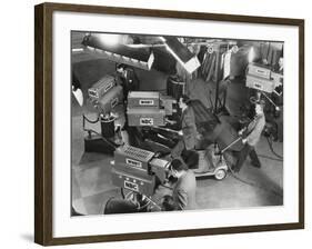 Cameras are Tested on the Television Studio Set before the Program Goes on the Air-null-Framed Photo
