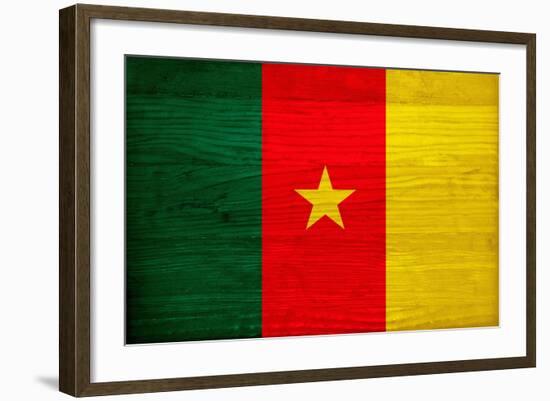 Cameroon Flag Design with Wood Patterning - Flags of the World Series-Philippe Hugonnard-Framed Art Print