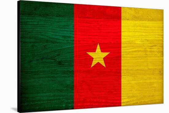 Cameroon Flag Design with Wood Patterning - Flags of the World Series-Philippe Hugonnard-Stretched Canvas