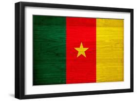 Cameroon Flag Design with Wood Patterning - Flags of the World Series-Philippe Hugonnard-Framed Art Print