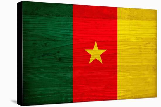 Cameroon Flag Design with Wood Patterning - Flags of the World Series-Philippe Hugonnard-Stretched Canvas