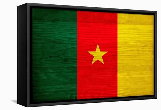 Cameroon Flag Design with Wood Patterning - Flags of the World Series-Philippe Hugonnard-Framed Stretched Canvas