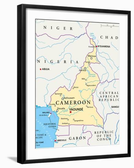 Cameroon Political Map-Peter Hermes Furian-Framed Art Print