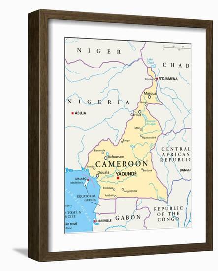 Cameroon Political Map-Peter Hermes Furian-Framed Art Print