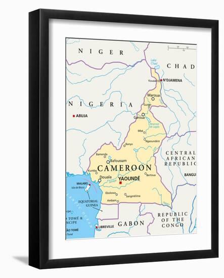 Cameroon Political Map-Peter Hermes Furian-Framed Art Print