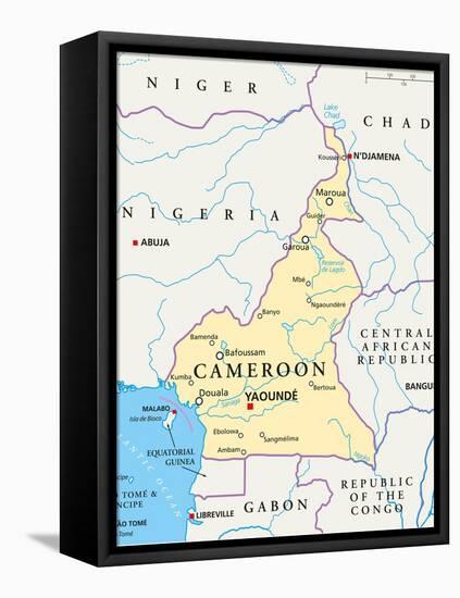 Cameroon Political Map-Peter Hermes Furian-Framed Stretched Canvas