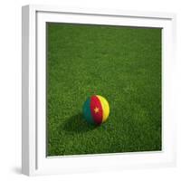 Cameroonian Soccerball Lying on Grass-zentilia-Framed Art Print