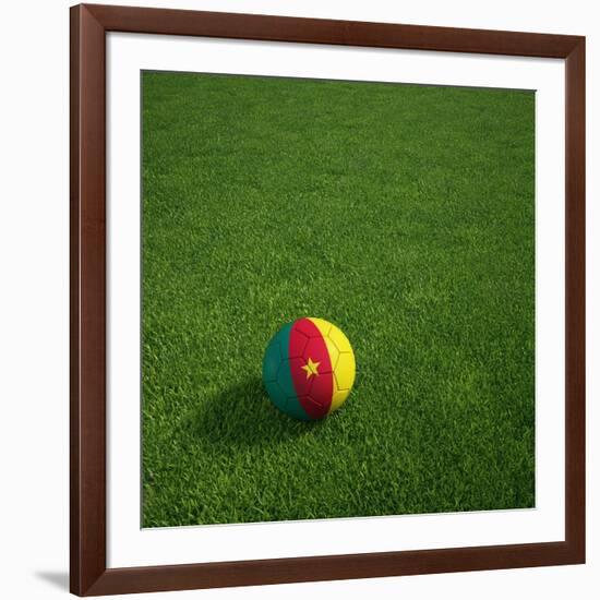 Cameroonian Soccerball Lying on Grass-zentilia-Framed Art Print