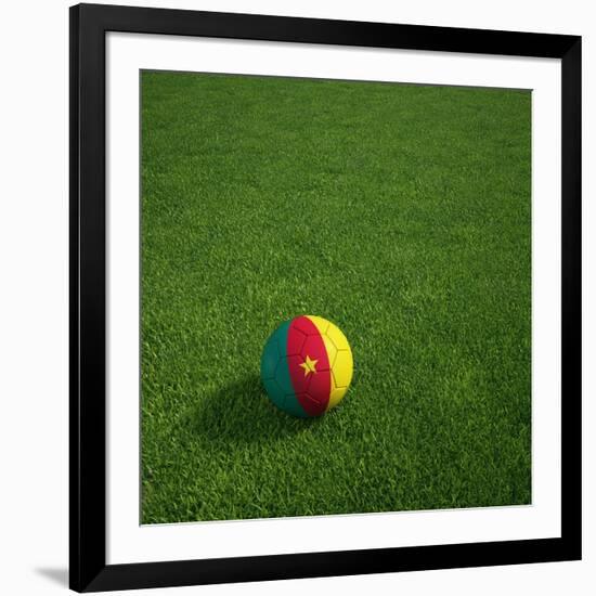 Cameroonian Soccerball Lying on Grass-zentilia-Framed Art Print