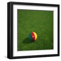 Cameroonian Soccerball Lying on Grass-zentilia-Framed Art Print