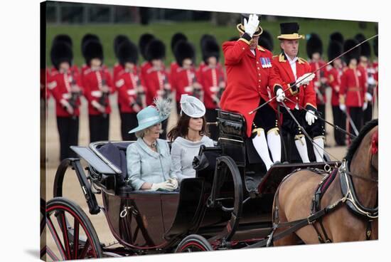 Camilla, Duchess of Cornwall and Catherine, Duchess of Cambridge at Queen's Annual Birthday Parade-null-Stretched Canvas