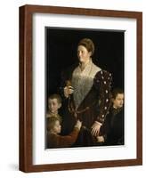 Camilla Gonzaga, Countess of San Segundo, and Her Sons, 1535-1537-Parmigianino-Framed Giclee Print