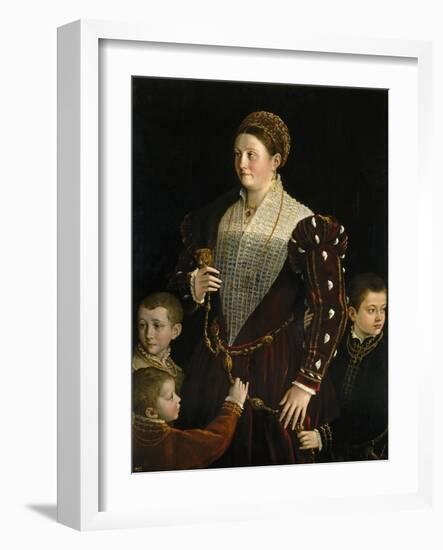 Camilla Gonzaga, Countess of San Segundo, and Her Sons, 1535-1537-Parmigianino-Framed Giclee Print