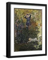 Camille and Jean in the Garden at Argenteuil-Claude Monet-Framed Giclee Print