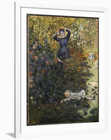 Camille and Jean in the Garden at Argenteuil-Claude Monet-Framed Giclee Print