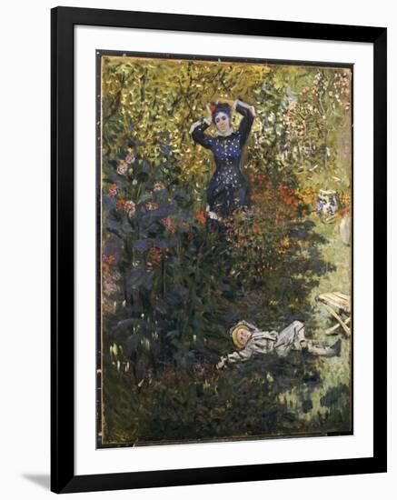 Camille and Jean in the Garden at Argenteuil-Claude Monet-Framed Giclee Print