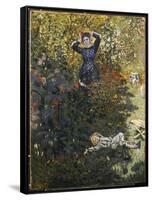 Camille and Jean in the Garden at Argenteuil-Claude Monet-Framed Stretched Canvas