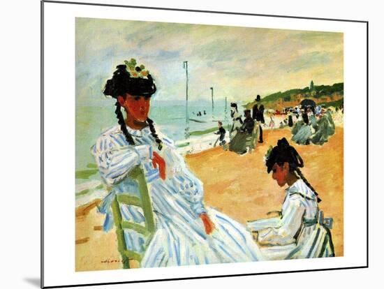 Camille at the Beach-Claude Monet-Mounted Giclee Print