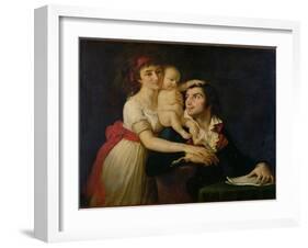 Camille Desmoulins (1760-94) His Wife Lucile (1771-94) Their Son Horace-Camille (1792-1825) c. 1792-Jacques-Louis David-Framed Giclee Print