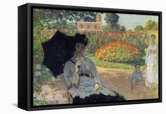 Camille in the Garden with Jean and His Nanny-Claude Monet-Framed Stretched Canvas