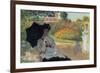 Camille in the Garden with Jean and His Nanny-Claude Monet-Framed Art Print