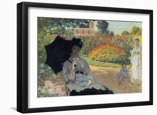 Camille in the Garden with Jean and His Nanny-Claude Monet-Framed Art Print