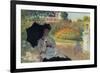 Camille In The Garden with Jean and His Nanny-Claude Monet-Framed Art Print