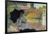 Camille In The Garden with Jean and His Nanny-Claude Monet-Framed Art Print