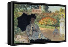 Camille In The Garden with Jean and His Nanny-Claude Monet-Framed Stretched Canvas