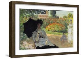 Camille In The Garden with Jean and His Nanny-Claude Monet-Framed Premium Giclee Print