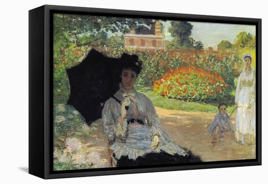 Camille In The Garden with Jean and His Nanny-Claude Monet-Framed Stretched Canvas