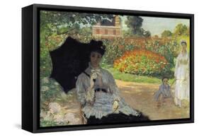 Camille In The Garden with Jean and His Nanny-Claude Monet-Framed Stretched Canvas