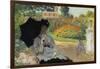 Camille In The Garden with Jean and His Nanny-Claude Monet-Framed Art Print