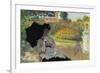 Camille In The Garden with Jean and His Nanny-Claude Monet-Framed Art Print