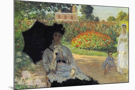 Camille In The Garden with Jean and His Nanny-Claude Monet-Mounted Art Print