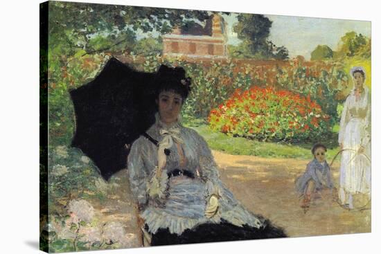 Camille In The Garden with Jean and His Nanny-Claude Monet-Stretched Canvas