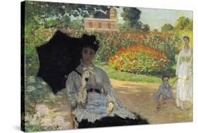Camille In The Garden with Jean and His Nanny-Claude Monet-Stretched Canvas